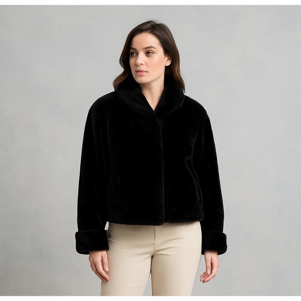 Vintage‎ 60s Black Faux Fur Coat Nana Creations Made In USA Small S Mobwife Glam